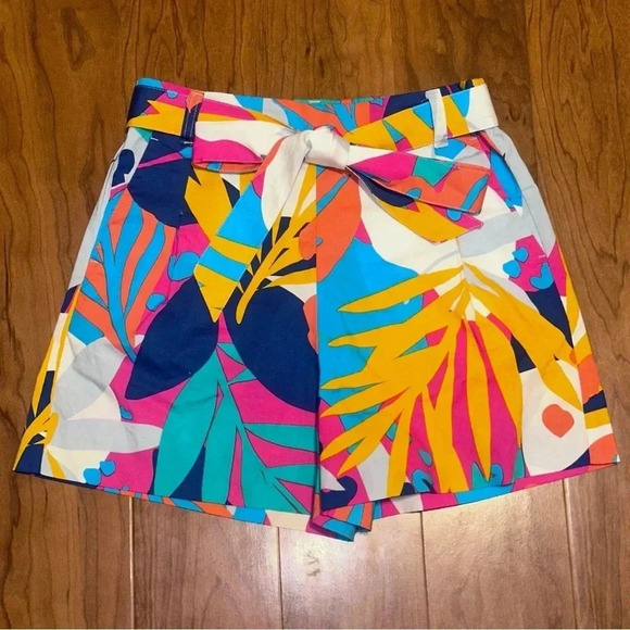 J. Crew Pants - J. Crew Reimagined Multicolor Tropical Print Tie High Waist Shorts size 26